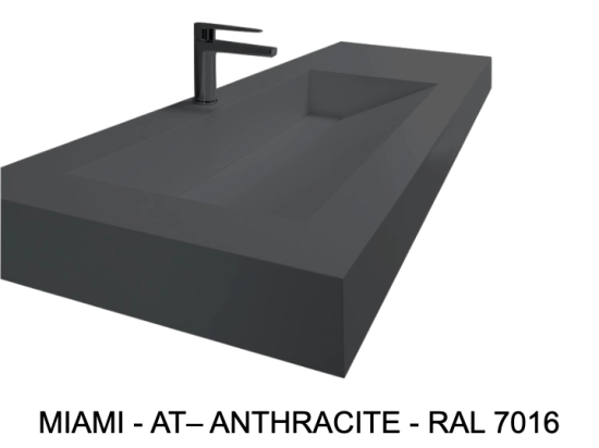 Plan vasque caniveau, sur mesure, Largeur 60 à 200 cm x Profondeur 40 à 60 cm, résine minérale de couleurs ACRYSTONE®, Finition lisse, Livraison Offerte et Rapide.