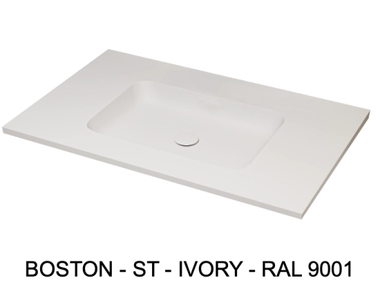 Plan vasque lavabo intégré de 60 cm, aux angles arrondis, sur mesure, L. 70 à 200 cm x P. 40 à 60 cm, résine minérale ACRYSTONE® Finition lisse mate, Livraison Offerte et Rapide.