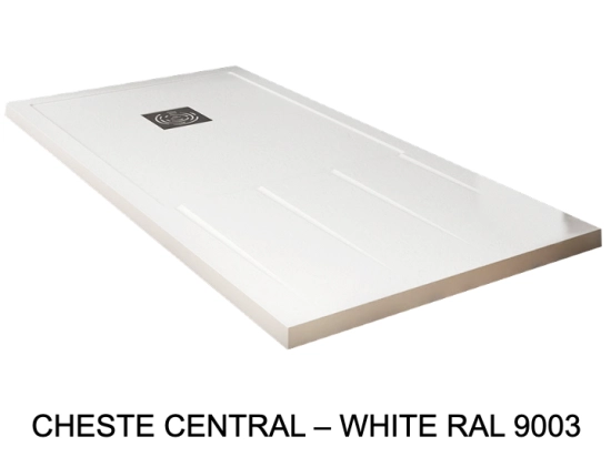 Bac de douche, extra plat, avec rainures pour un espace de séchage, L. 100 à 210 cm x l. 70 à 100 cm Résine anti glissant, finition misse, 10 couleurs, Livraison offerte
