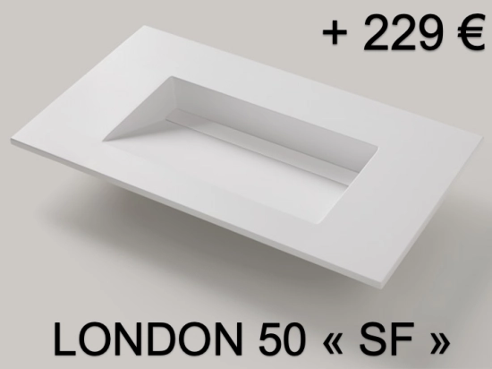 Plan vasque lavabo sur mesure : L 50 à 400 x P 30 à 65 cm, finition lisse mate, 10 couleurs au choix, Anti bactérien, résine Akrytan® teinté dans la masse, Livraison Offerte.