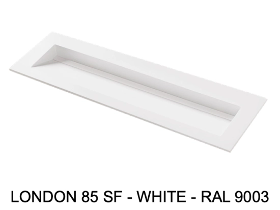 Plan vasque, bassin incliné grand taille 120 cm : L 130 à 201 x P 40 à 51 cm, finition lisse mate, 10 couleurs au choix, , résine Akrytan® teinté dans la masse, Livraison Offerte.