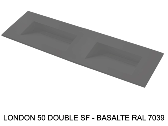 Plan vasque double lavabo, sur mesure : L 120 à 201 x P 40 à 51 cm, finition lisse, 10 couleurs au choix, Anti bactérien, résine Akrytan® teinté dans la masse, Livraison Offerte.
