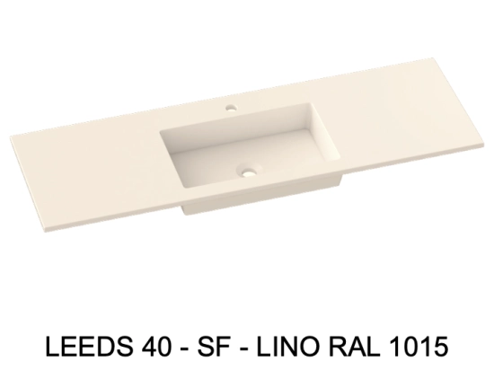 Plan vasque lavabo sur mesure : L 50 à 201 x P 30 à 51 cm, finition lisse mate, 10 couleurs au choix, Anti bactérien, résine Akrytan® teinté dans la masse, Livraison Offerte.
