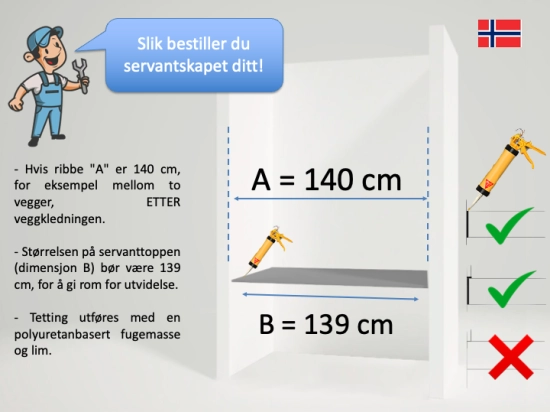 Hengende servantskap, skreddersydd, avløpsrenne MIAMI 45 AT