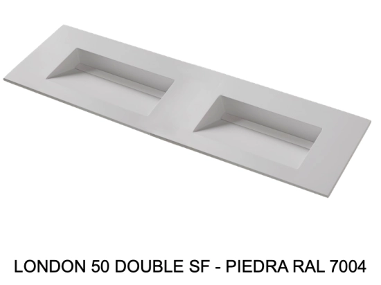 Plan vasque double lavabo, sur mesure : L 120 à 201 x P 40 à 51 cm, finition lisse, 10 couleurs au choix, Anti bactérien, résine Akrytan® teinté dans la masse, Livraison Offerte.