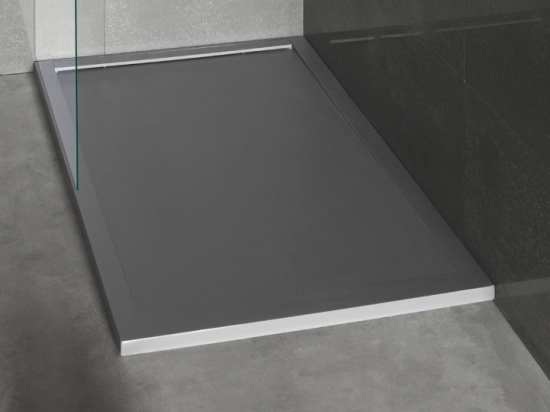 Receveur de douche extra-plat avec une évacuation discrète et élégante : L. 100 à 200 cm x l. 70 à 100 cm, résine Akrytan® anti glissant, 10 couleurs, Livraison offerte et rapide
