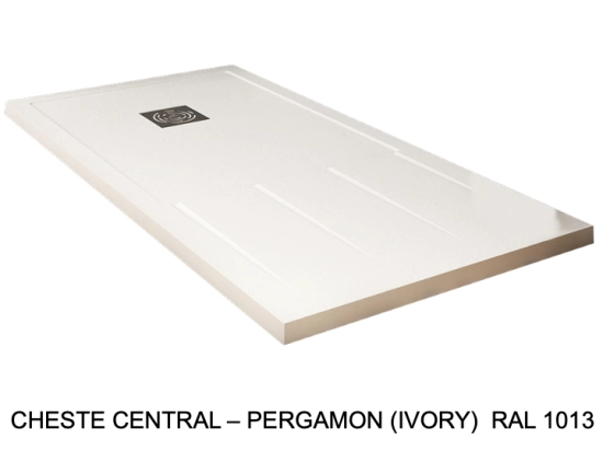 Bac de douche, extra plat, avec rainures pour un espace de séchage, L. 100 à 210 cm x l. 70 à 100 cm Résine anti glissant, finition misse, 10 couleurs, Livraison offerte