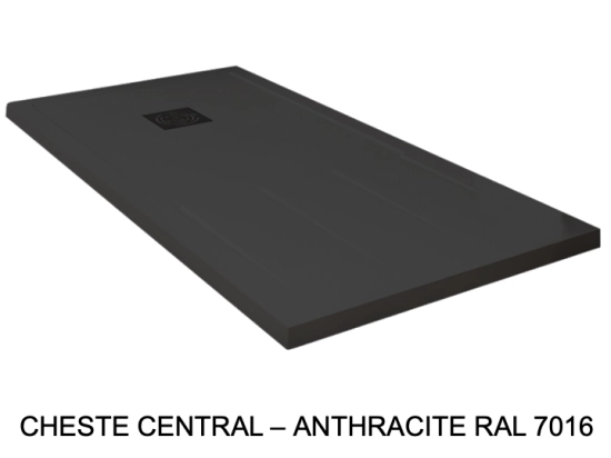 Bac de douche, extra plat, avec rainures pour un espace de séchage, L. 100 à 210 cm x l. 70 à 100 cm Résine anti glissant, finition misse, 10 couleurs, Livraison offerte