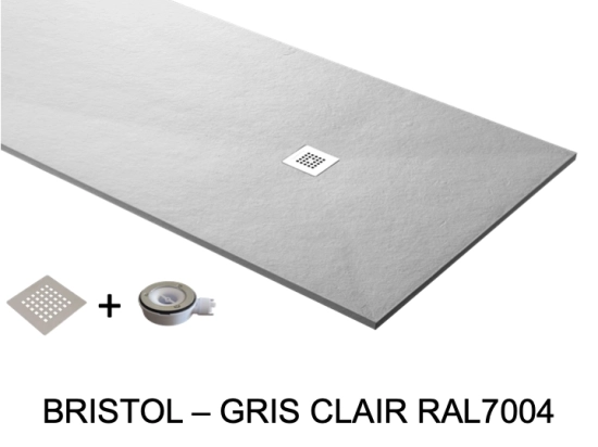 Receveur de douche, sur mesure : Largeur 100 à 210 cm x l. 70 à 110 cm. Bac à douche en résine Akrytan® anti glissant, finition ardoise, 10 couleurs, Livraison offerte et rapide