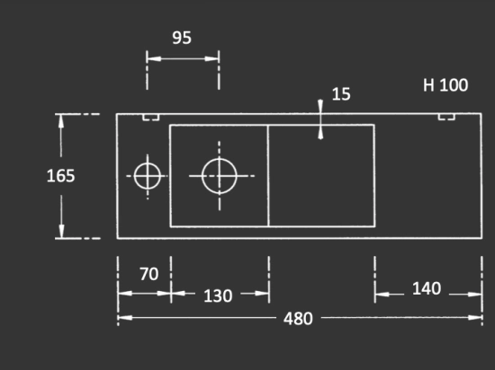 Lave-mains pour toilettes, suspendu et compacte, parfait pour les espaces restreints, Largeur 48 cm, Profondeur 16,5 cm, Hauteur 10 cm, résine minéral, Livraison 5-7 jours OFFERTE.