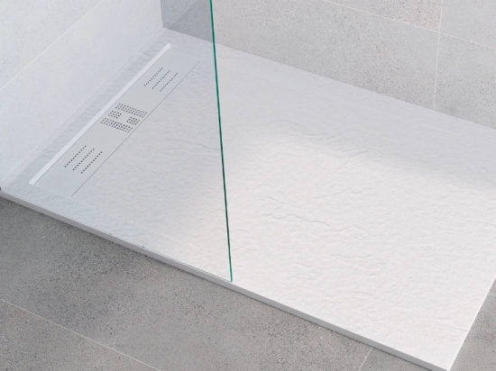 Receveur de douche caniveau Extra plat, Largeur 100 à 220 cm x 65 à 100 cm, dix couleurs aux choix, Résine anti glissant PN22, finition ardoise, LIVRAISON OFFERTE et rapide