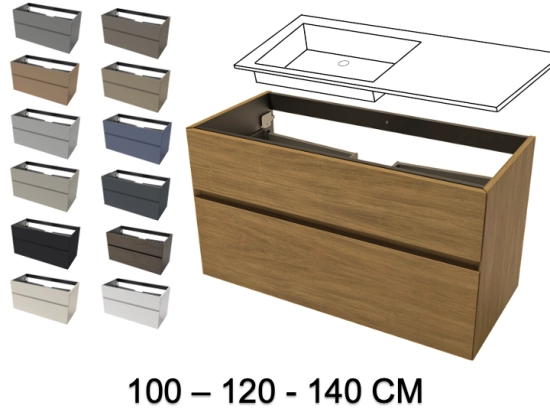 Meuble sous-vasque, finition bois ou couleurs, deux tiroirs à onglet, Largeur 60, 70, 80, 100, 120 et 140 cm, Profondeur 45 cm, Hauteur 55 cm, Stock disponible, LIVRAISON OFFERTE