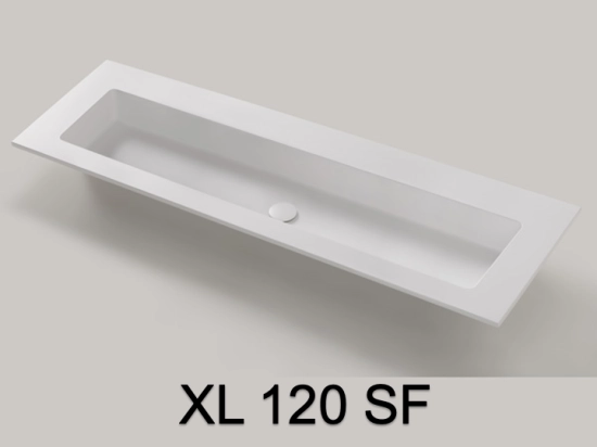 Plan vasque lavabo sur mesure : L 130 à 201 x P 40 à 51 cm, finition lisse mate, 10 couleurs au choix, Anti bactérien, résine Akrytan® teinté dans la masse, Livraison Offerte.