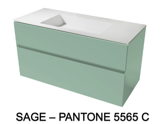 Meuble avec vasque Solid-Surface, finition bois ou couleurs, deux tiroirs à onglet, L.60, 70, 80, 100, 120 et 140 cm, P. 45 cm, Hauteur 55 cm, Stock disponible, LIVRAISON OFFERTE