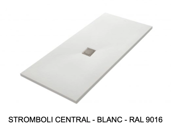 Receveur de douche, évacuation central, L. 100 à 240 cm x l. 70 à 120 cm. Bac à douche en résine pleine masse anti glissant, finition pierre, Livraison offerte et rapide