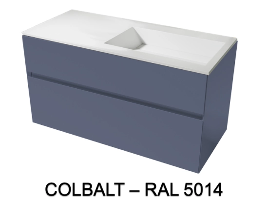 Meuble avec vasque Solid-Surface, finition bois ou couleurs, deux tiroirs à onglet, Largeur 100, 120 et 140 cm, P. 45 cm, Hauteur 56 cm, Stock disponible, LIVRAISON OFFERTE