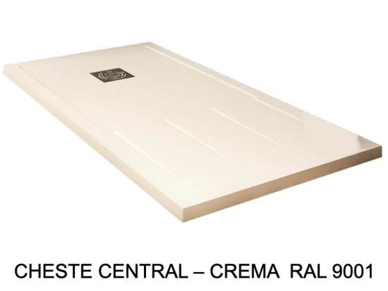 Bac de douche, extra plat, avec rainures pour un espace de séchage, L. 100 à 210 cm x l. 70 à 100 cm Résine anti glissant, finition misse, 10 couleurs, Livraison offerte