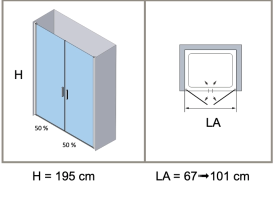Porte de douche, LIVRAISON RAPIDE, Largeur 67 à 101 cm, Hauteur 195 cm, traitement anti calcaire, Garantie 5 ans, Livraison offerte