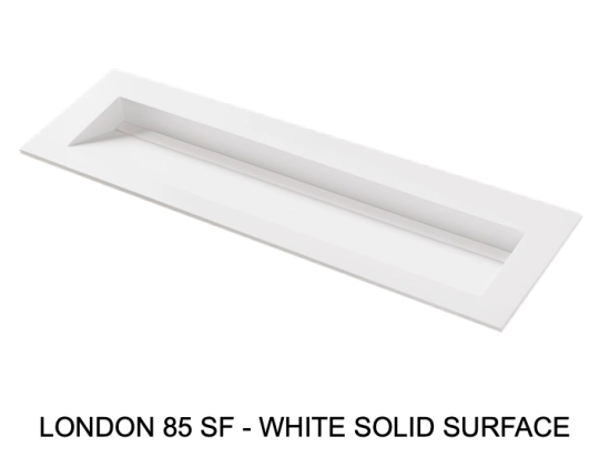 Plan vasque, bassin incliné grand taille 85 cm : L 100 à 201 x P 40 à 51 cm, finition lisse mate, Solid-Surface, résine Akrytan®SOLID teinté dans la masse, Livraison Offerte.