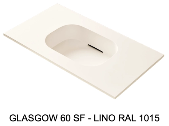 Plan vasque système d’évacuation discret L 40 à 201 x P 40 à 51 cm, finition lisse mate, 10 couleurs, Anti bactérien, résine Akrytan® teinté dans la masse, Livraison Offerte.