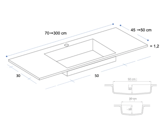 Plan vasque encastrable en Corian® Arctic White - PARIS