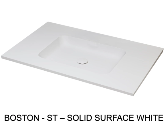 Plan vasque lavabo intégré de 60 cm, aux angles arrondis, sur mesure, L. 70 à 200 cm x P. 40 à 60 cm, résine minérale ACRYSTONE® Finition lisse mate, Livraison Offerte et Rapide.