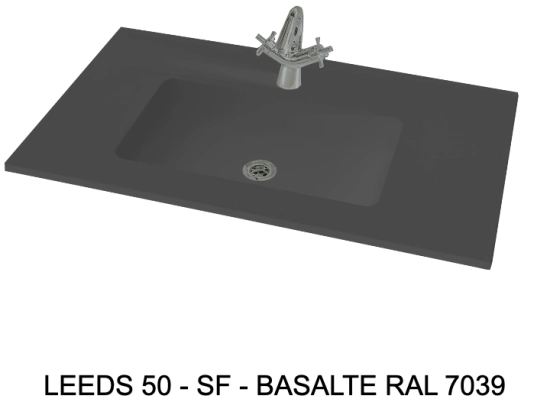 Plan vasque lavabo sur mesure : L 60 à 201 x P 40 à 51 cm, finition lisse mate, 10 couleurs au choix, Anti bactérien, résine Akrytan® teinté dans la masse, Livraison Offerte.