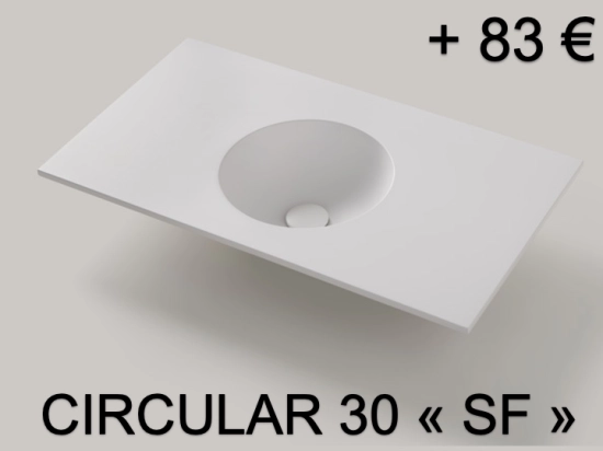 Plan vasque lavabo sur mesure : L 50 à 400 x P 30 à 65 cm, finition lisse mate, 10 couleurs au choix, Anti bactérien, résine Akrytan® teinté dans la masse, Livraison Offerte.