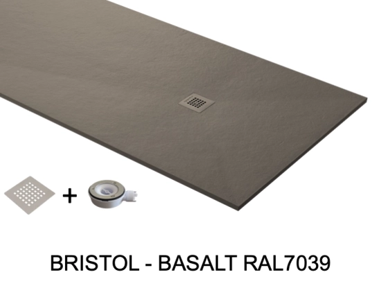 Receveur de douche, sur mesure : Largeur 100 à 210 cm x l. 70 à 110 cm. Bac à douche en résine Akrytan® anti glissant, finition ardoise, 10 couleurs, Livraison offerte et rapide