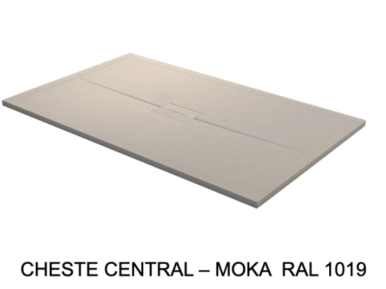 Bac douche drainage central, discret et design, Largeur 100 à 210 cm x l. 70 à 120 cm Fabrication sur mesure en résine anti glissant, finition misse, 10 couleurs, Livraison offerte