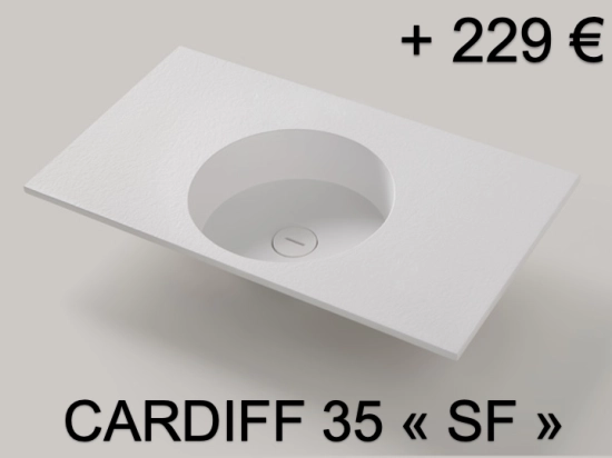 Plan vasque lavabo sur mesure : L 50 à 400 x P 30 à 65 cm, finition lisse mate, 10 couleurs au choix, Anti bactérien, résine Akrytan® teinté dans la masse, Livraison Offerte.
