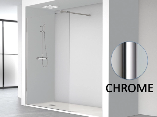 Paroi de douche fixe, réversible, Largeur 78 à 160 cm, Hauteur 195 cm, verre sécurité 10 mm et traité anti-calcaire STOCK DISPONIBLE livraison offerte et rapide.