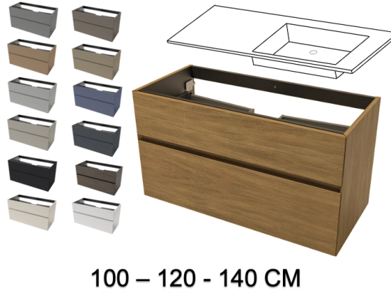 Meuble sous-vasque, finition bois ou couleurs, deux tiroirs à onglet, Largeur 60, 70, 80, 100, 120 et 140 cm, Profondeur 45 cm, Hauteur 55 cm, Stock disponible, LIVRAISON OFFERTE