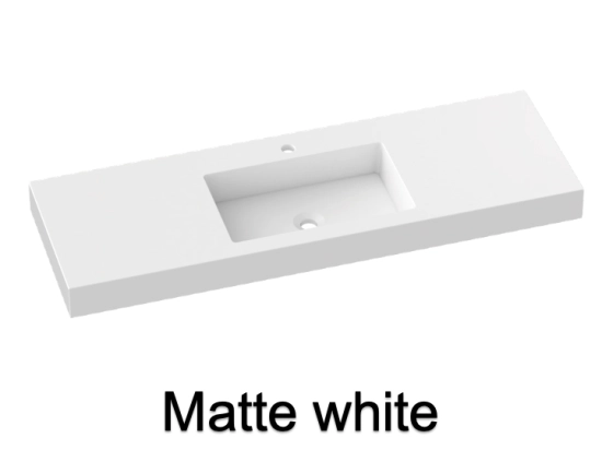 Washbasin top, custom-made, Width 80 to 200 cm x Depth 46 to 80 cm, high quality composite resin, GLOSSY white smooth finish, Free Delivery.