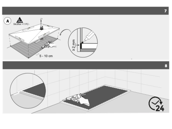 Pour installer un bac à douche extra-plat, préparez un sol lisse et de niveau. Respectez les instructions de mise en place et de scellement du receveur. Réalisez des joints d'étanchéité.