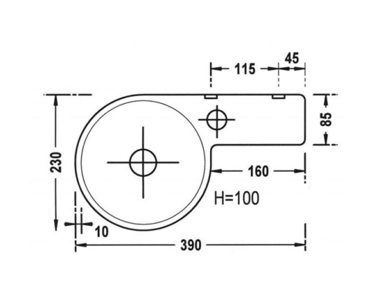 Lave-mains pour toilettes, de forme ronde, en céramique blanche, Largeur 39 cm, Profondeur 28 cm, Hauteur 11 cm, Livraison 5-7 jours OFFERTE.