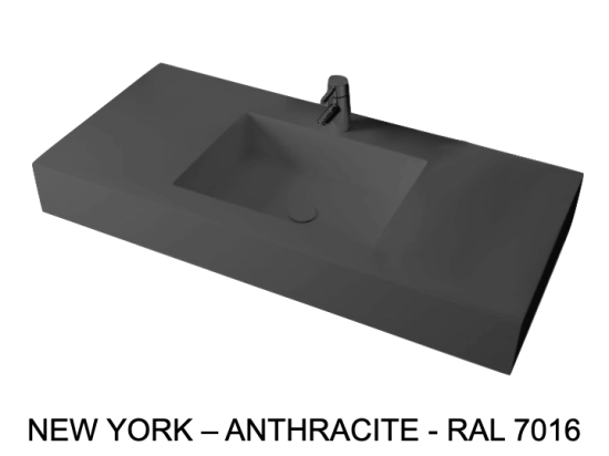 Plan vasque Design, sur mesure, Largeur 60 à 200 cm x Profondeur 40 à 60 cm, résine minérale de couleurs, Finition lisse mate, Livraison Offerte et Rapide.