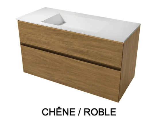 Meuble avec vasque Solid-Surface, finition bois ou couleurs, deux tiroirs à onglet, L.60, 70, 80, 100, 120 et 140 cm, P. 45 cm, Hauteur 55 cm, Stock disponible, LIVRAISON OFFERTE
