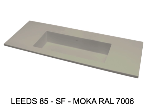Plan vasque lavabo sur mesure : L 100 à 201 x P 40 à 51 cm, finition lisse mate, 10 couleurs au choix, Anti bactérien, résine Akrytan® teinté dans la masse, Livraison Offerte.