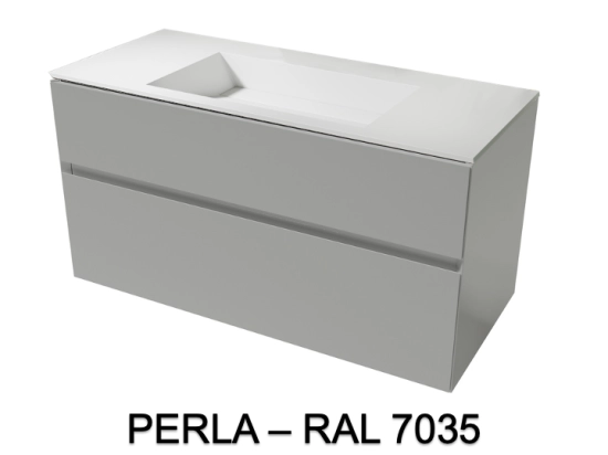Meuble avec vasque Solid-Surface, finition bois ou couleurs, deux tiroirs à onglet, L.60, 70, 80, 100, 120 et 140 cm, P. 45 cm, Hauteur 55 cm, Stock disponible, LIVRAISON OFFERTE
