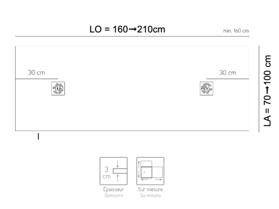 Receveur de douche, sur mesure : Largeur 160 à 210 cm x l. 70 à 100 cm. Bac à douche en résine anti glissant, finition misse, 10 couleurs, Livraison offerte