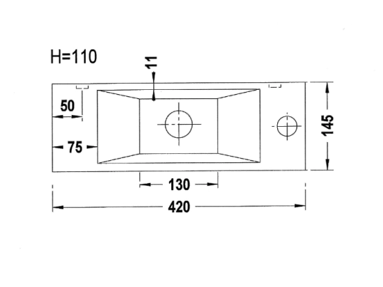 Lave-mains pour toilettes, suspendu et compacte, parfait pour les espaces restreints, Largeur 42 cm, Profondeur 14,5 cm, Hauteur 11 cm, résine minéral, Livraison 5-7 jours OFFERTE.