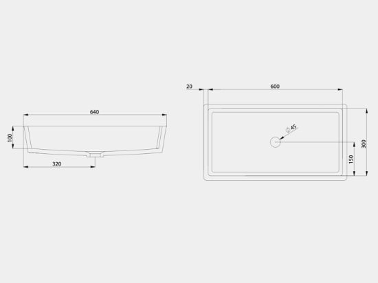 Plan vasque lavabo, sur mesure, Largeur 81 à 200 cm x Profondeur 40 à 80 cm, résine composite de haute qualité, Finition lisse blanc BRILLANT laqué ou mate, Livraison Offerte.
