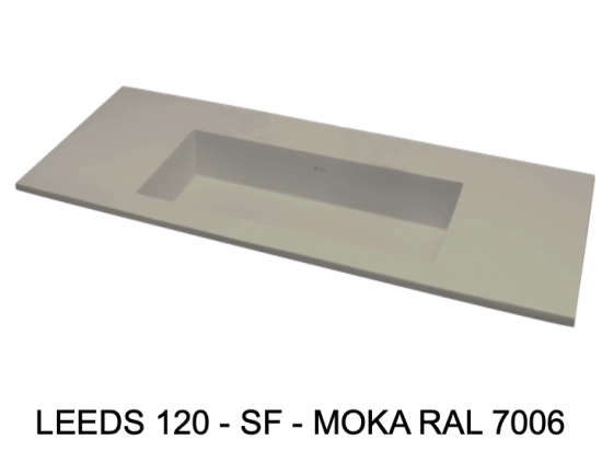 Plan vasque lavabo sur mesure : L 130 à 201 x P 40 à 51 cm, finition lisse mate, 10 couleurs au choix, Anti bactérien, résine Akrytan® teinté dans la masse, Livraison Offerte.