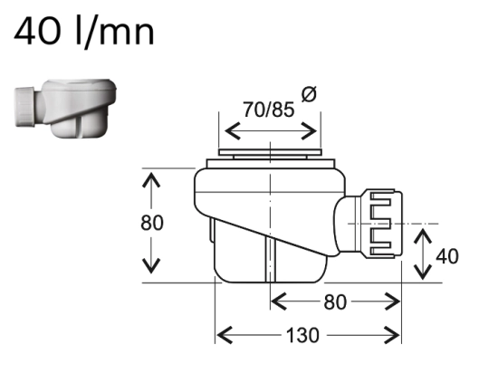 Bac douche italienne design, avec évacuation d'eau dans la largeur, Largeur 120 à 200 x l. 70 à 100 cm, Extra plat, résine minérale anti glissant,  LIVRAISON OFFERT