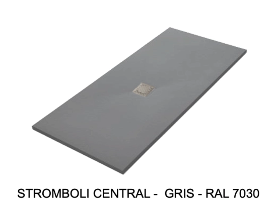 Receveur de douche, évacuation central, L. 100 à 240 cm x l. 70 à 120 cm. Bac à douche en résine pleine masse anti glissant, finition pierre, Livraison offerte et rapide