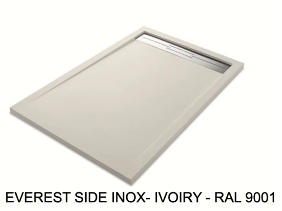 Receveur de douche caniveau, haut de gamme, Largeur 65 à 210 X 65 à 100 cm, résine pleine masse anti glissante PN24, 10 couleurs, Garantie 5 ans, Livraison rapide et offerte