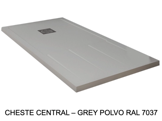 Bac de douche, extra plat, avec rainures pour un espace de séchage, L. 100 à 210 cm x l. 70 à 100 cm Résine anti glissant, finition misse, 10 couleurs, Livraison offerte