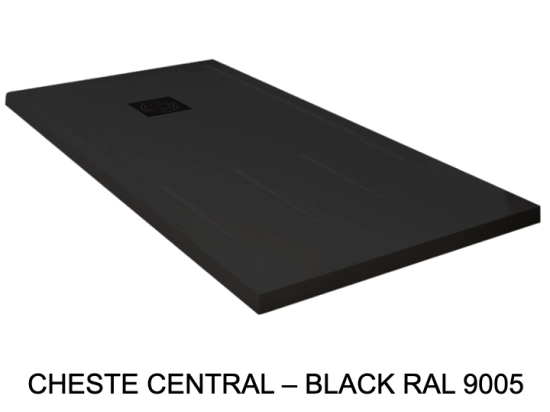 Bac de douche, extra plat, avec rainures pour un espace de séchage, L. 100 à 210 cm x l. 70 à 100 cm Résine anti glissant, finition misse, 10 couleurs, Livraison offerte