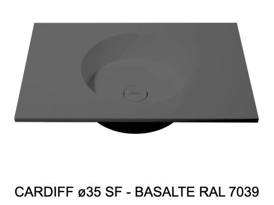 Plan vasque lavabo circulaire ⦰ 35 cm sur mesure Largeur 61 à 201 x P 46 à 51 cm Finition lisse 10 couleurs au choix, Anti bactérien Résine Akrytan® dans la masse Livraison Offerte.
